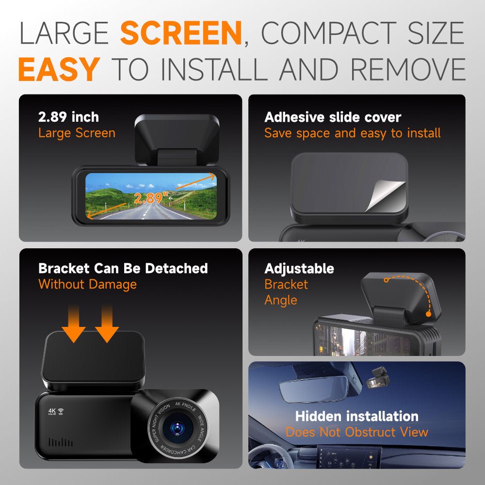 Enregistreur de Conduite Vision Nocturne HD 4K 5G WiFi Dash Cam GPS 64G avec GPS - IVOIRART.COM
