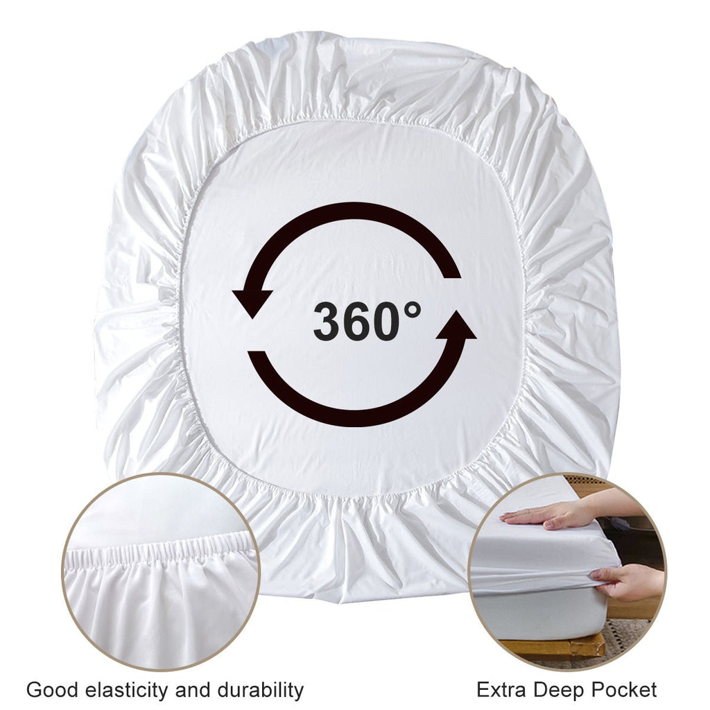 Ensemble 3 pièces Draps - Housses en Simili Cuir Imprimé Marron : 1 Drap - Housse, 2 Taies d'Oreiller - IVOIRART.COM
