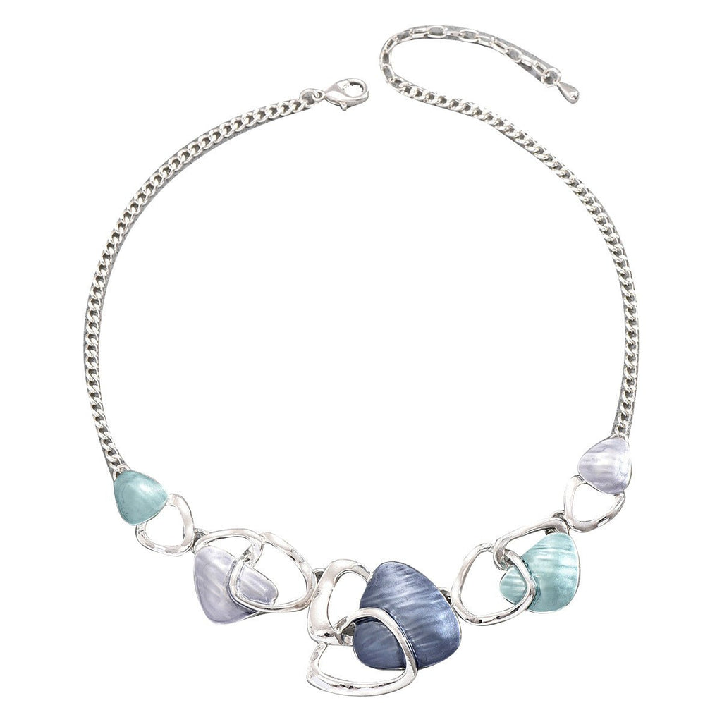 Ensemble bijoux femme Boucles émail rondes et collier clavicule irrégulier chic! - IVOIRART.COM