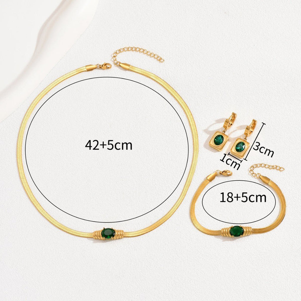 Ensemble bijoux femme luxe vert émeraude — collier et boucles d'oreilles chicaaa - IVOIRART.COM