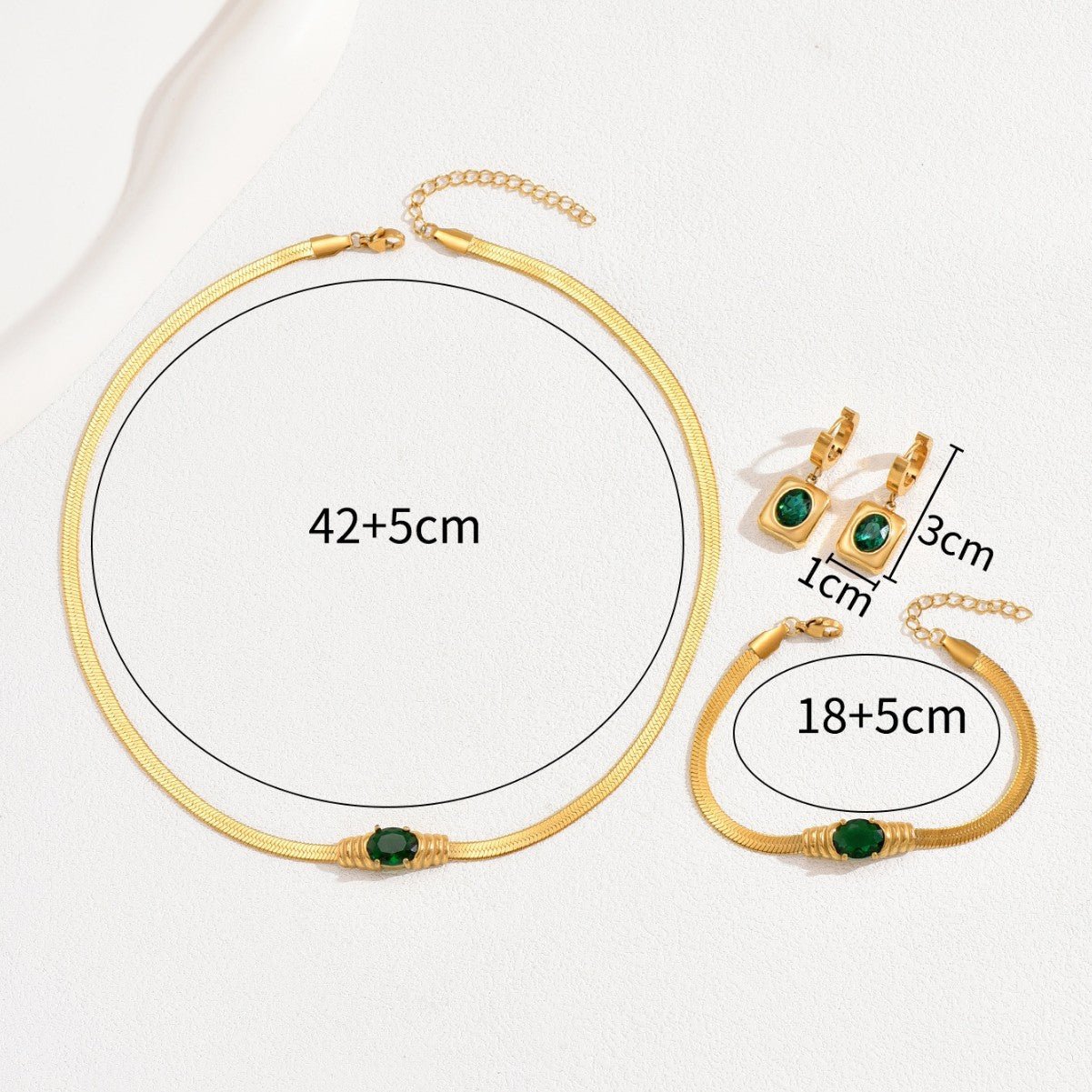 Ensemble bijoux femme luxe vert émeraude — collier et boucles d'oreilles chicaaa - IVOIRART.COM