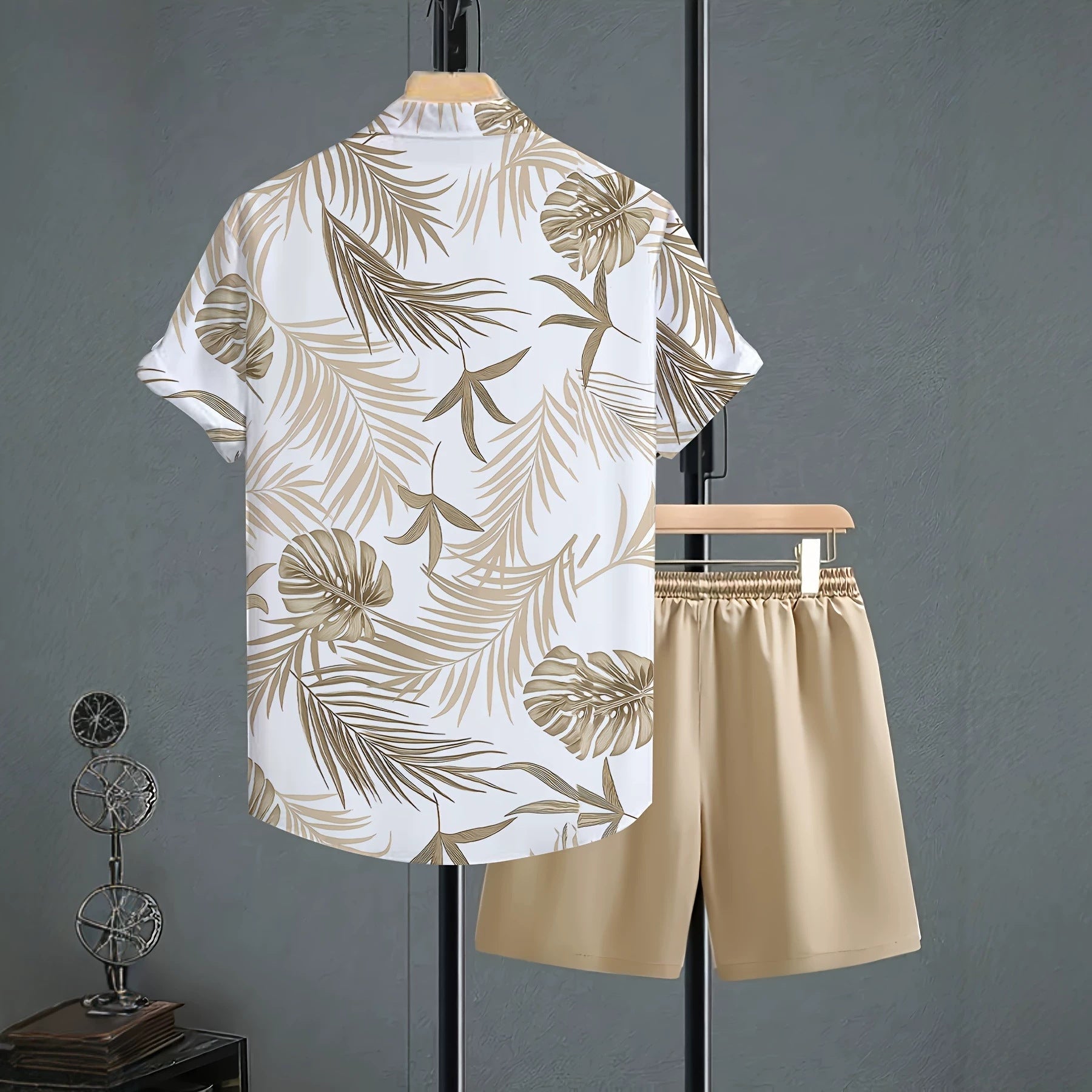 Ensemble Chemise à Revers Imprimée avec Short Assorti Confortable et Stylé - IVOIRART.COM