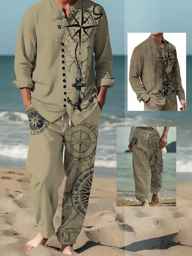 Ensemble chemise hommes manches longues col revers printemps-automne décontracté - IVOIRART.COM