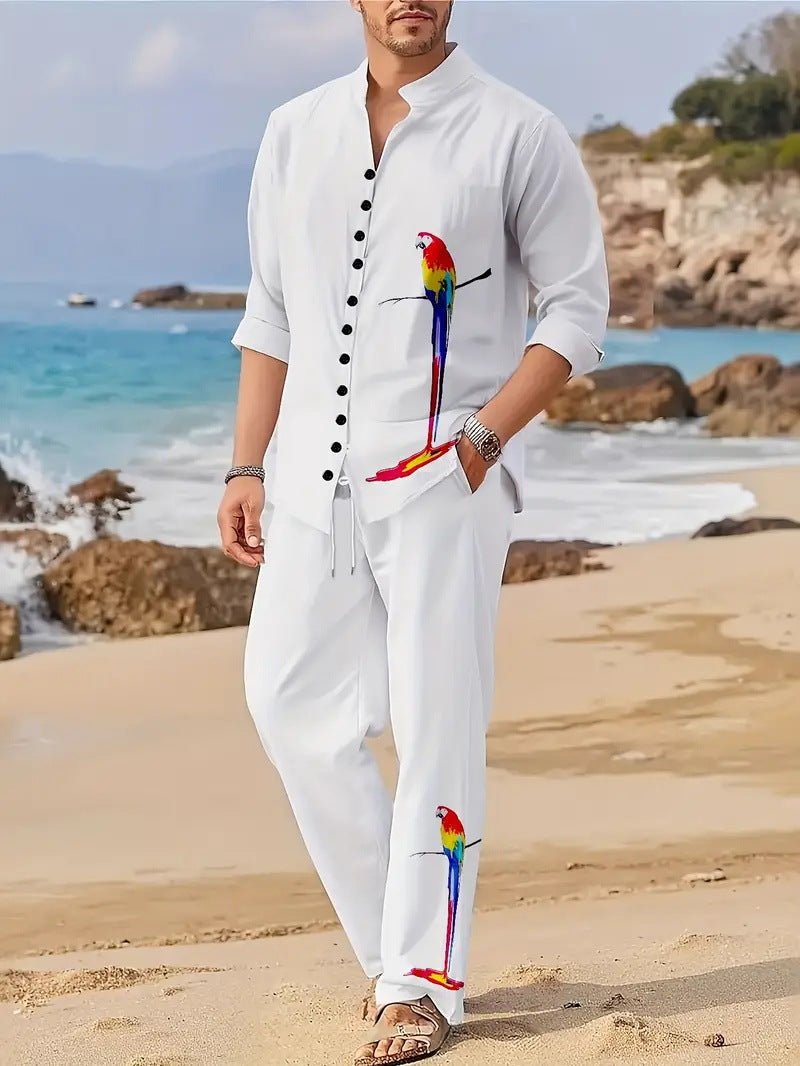 Ensemble chemise hommes manches longues col revers printemps-automne décontracté - IVOIRART.COM