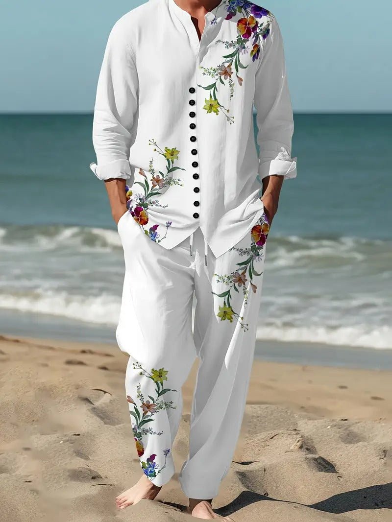 Ensemble chemise hommes manches longues col revers printemps-automne décontracté - IVOIRART.COM