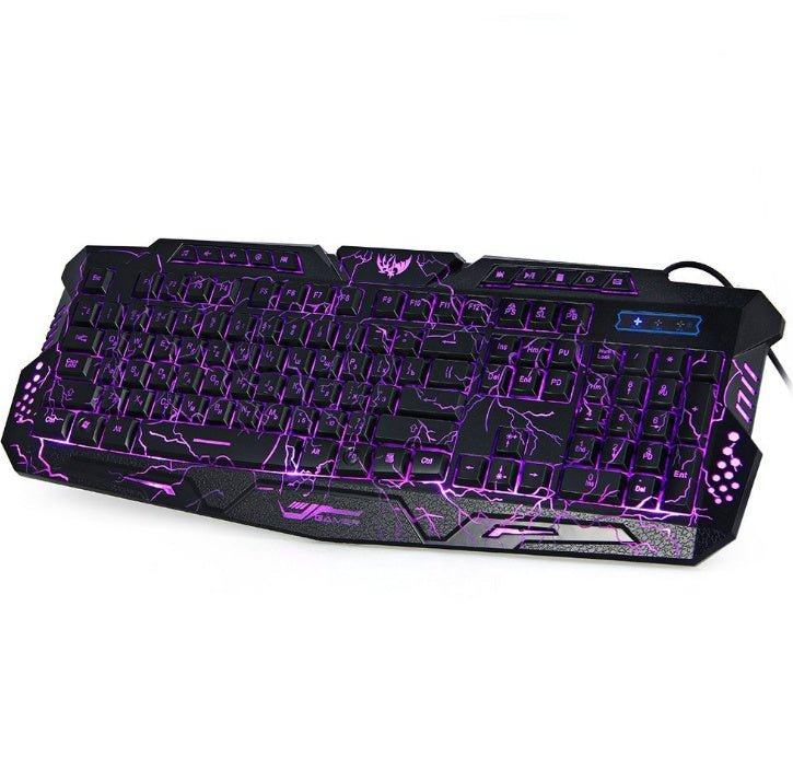 Ensemble clavier de jeu filaire J10 rétroéclairé tricolore et souris lumineuse colorée clavier russe - IVOIRART.COM