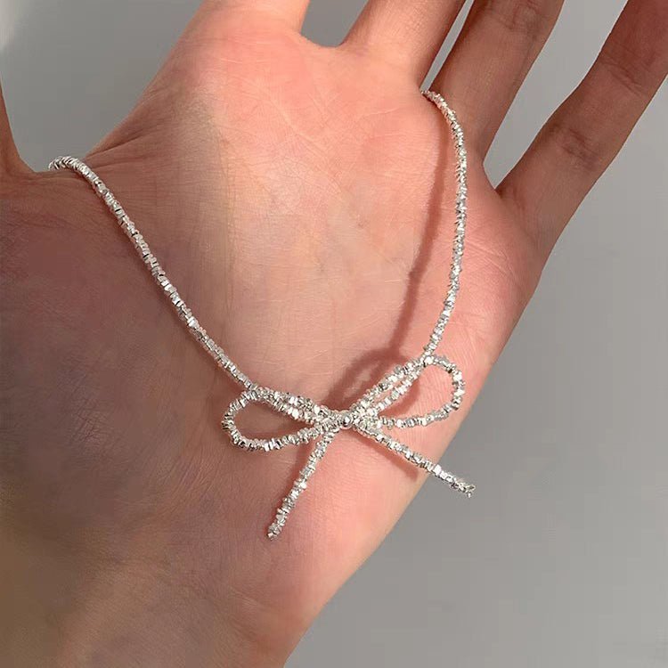 Ensemble Collier et Bracelet Nœud en Argent Sterling 999, Style Minimaliste Brillant, Idéal Quotidien et Cadeau Saint-Valentin - IVOIRART.COM