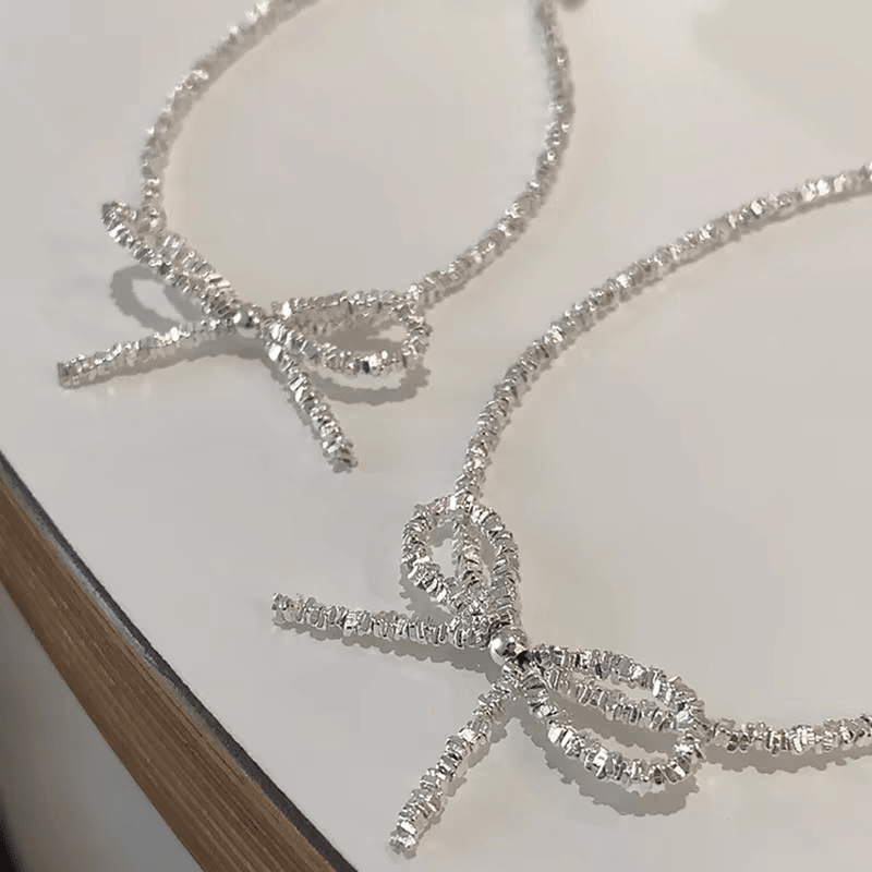 Ensemble Collier et Bracelet Nœud en Argent Sterling 999, Style Minimaliste Brillant, Idéal Quotidien et Cadeau Saint-Valentin - IVOIRART.COM