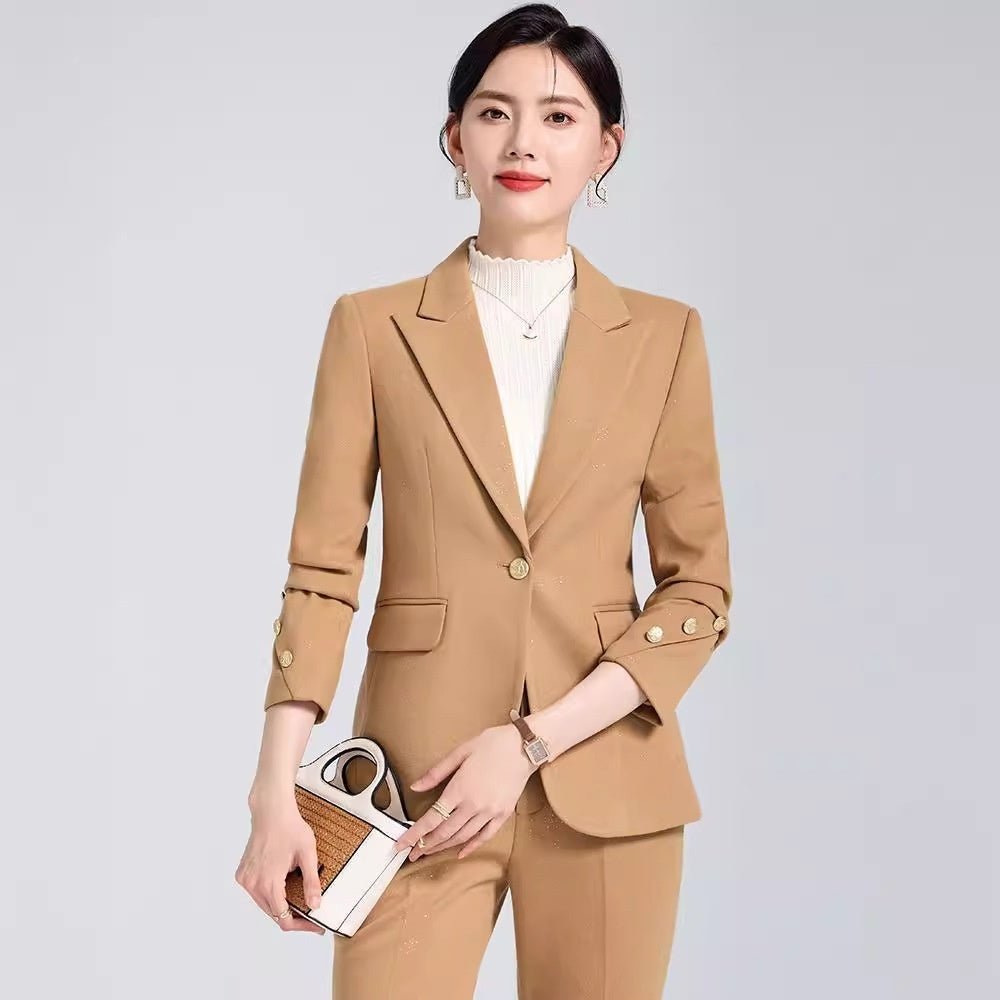 Ensemble Costume en Laine Couleur Café pour Femme Automne-Hiver Neuf Élégant - IVOIRART.COM