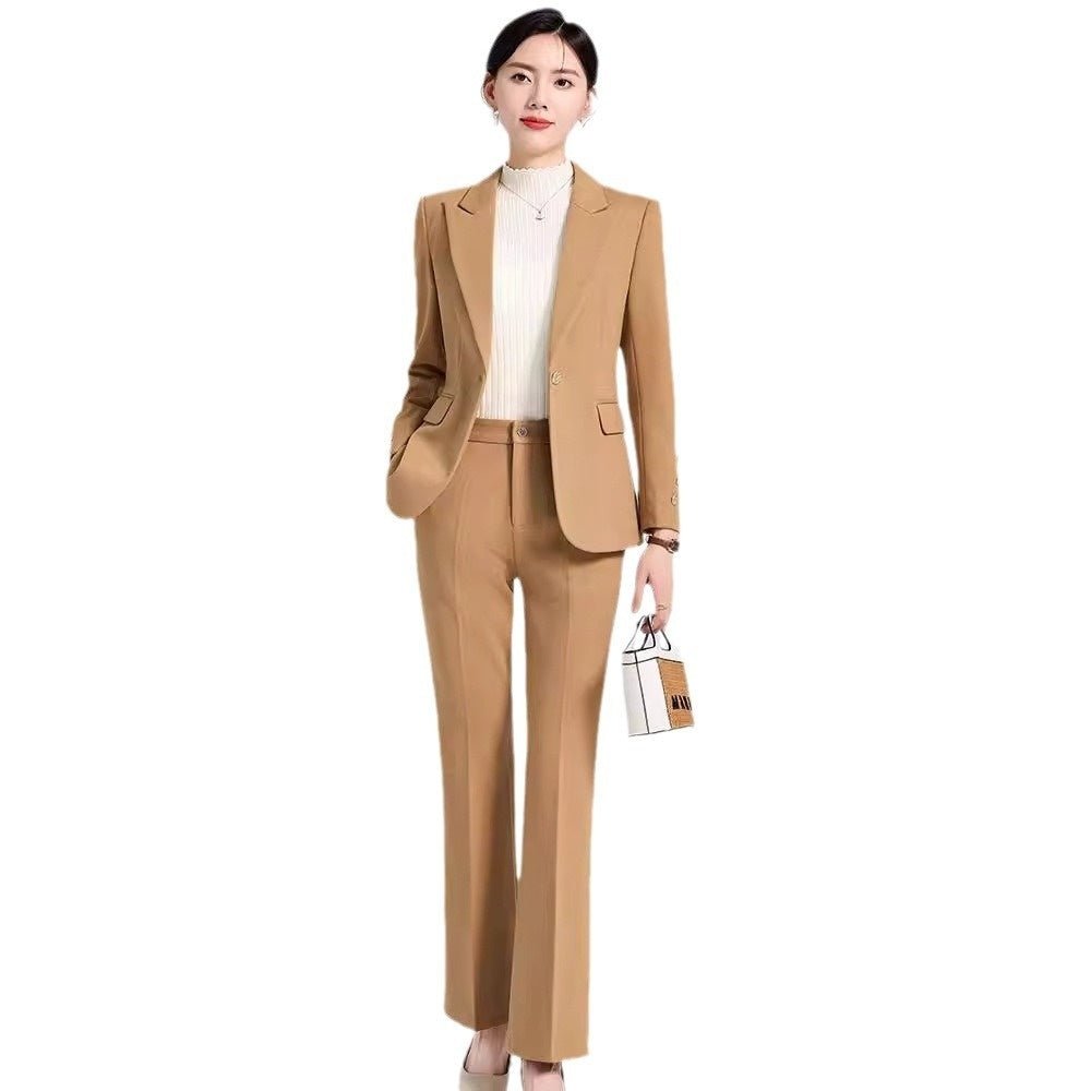 Ensemble Costume en Laine Couleur Café pour Femme Automne-Hiver Neuf Élégant - IVOIRART.COM