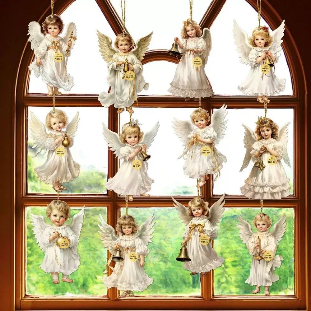 Ensemble de 12 Ornements en Bois Victoria Angel pour Décoration Élégante - IVOIRART.COM