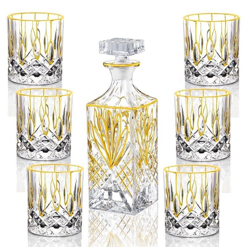 Ensemble de 7 pièces No.16 pour whisky avec liseré doré – Service maison élégant - IVOIRART.COM
