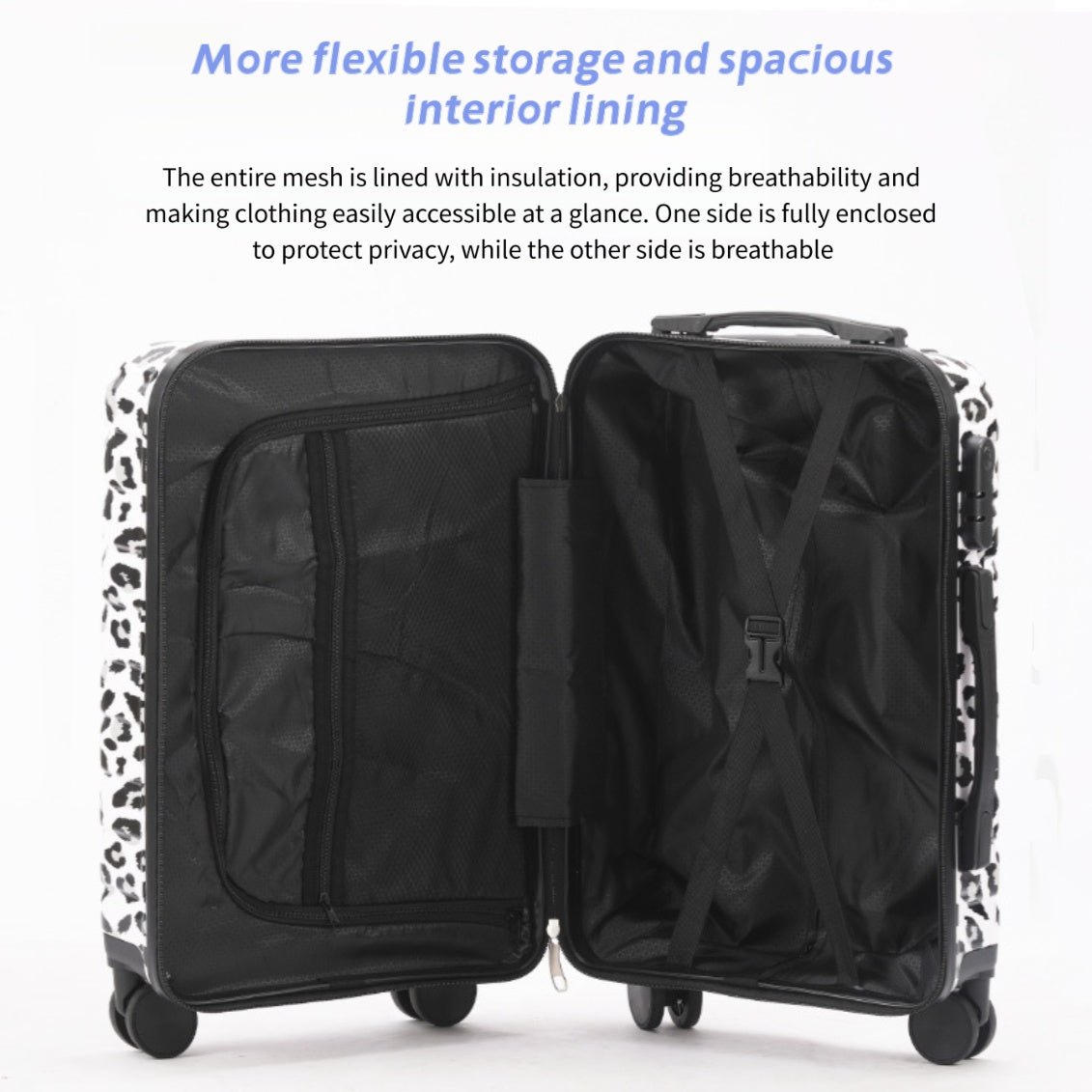 Ensemble de bagages 2 pièces 20 pouces avec trousse de maquillage, coque rigide extensible, roues pivotantes à 360°, grande capacité, léger, crochet latéral, serrure indépendante - IVOIRART.COM