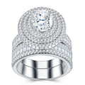 Ensemble de bagues tendance en argent S925 plaqué platine avec moissanite - IVOIRART.COM