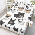 Ensemble de Draps 4 Pièces Bulldog Français, Literie Noir et Blanc, Drap Plat pour Chiot, 1 Drap Plat, 1 Drap Housse, 2 Taies d'Oreiller - IVOIRART.COM