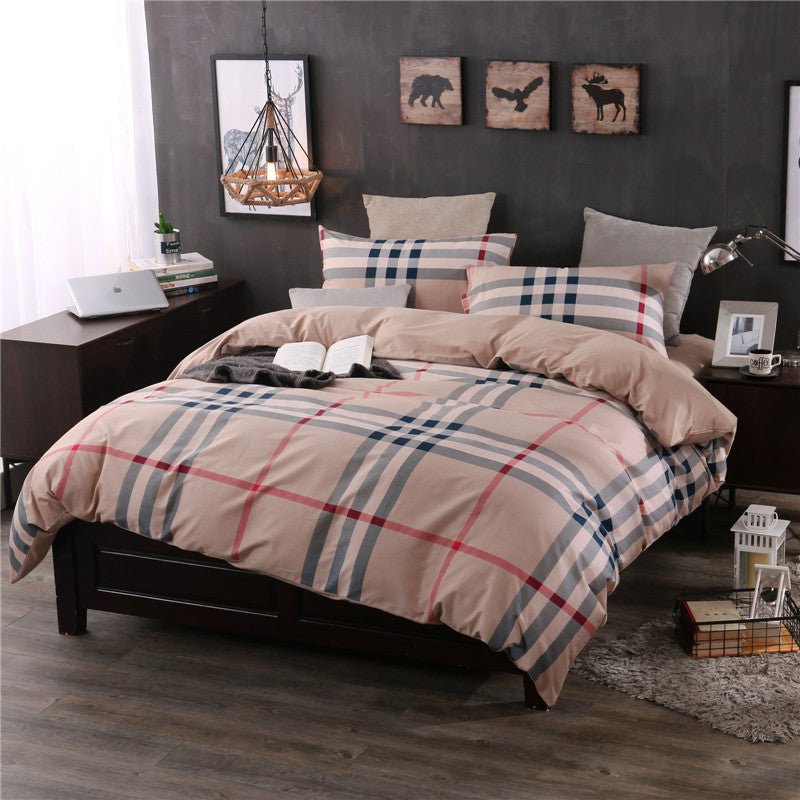 Ensemble de draps à carreaux trois pièces pour lit simple impeccable - IVOIRART.COM