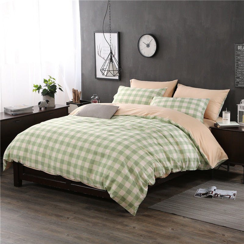 Ensemble de draps à carreaux trois pièces pour lit simple impeccable - IVOIRART.COM