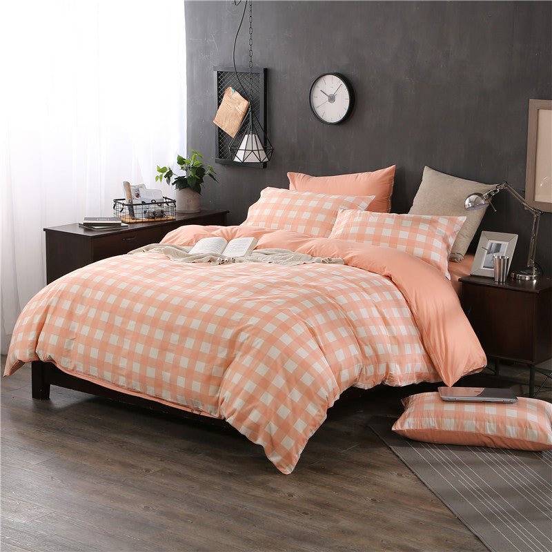 Ensemble de draps à carreaux trois pièces pour lit simple impeccable - IVOIRART.COM
