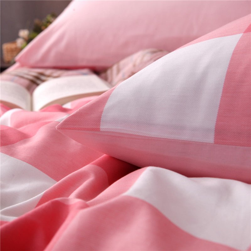 Ensemble de draps à carreaux trois pièces pour lit simple impeccable - IVOIRART.COM