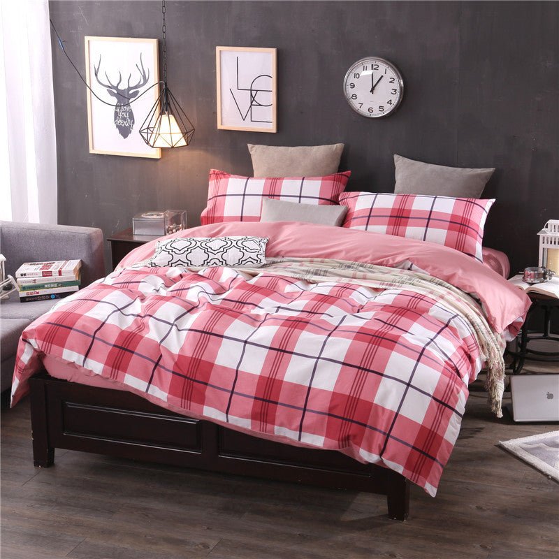 Ensemble de draps à carreaux trois pièces pour lit simple impeccable - IVOIRART.COM