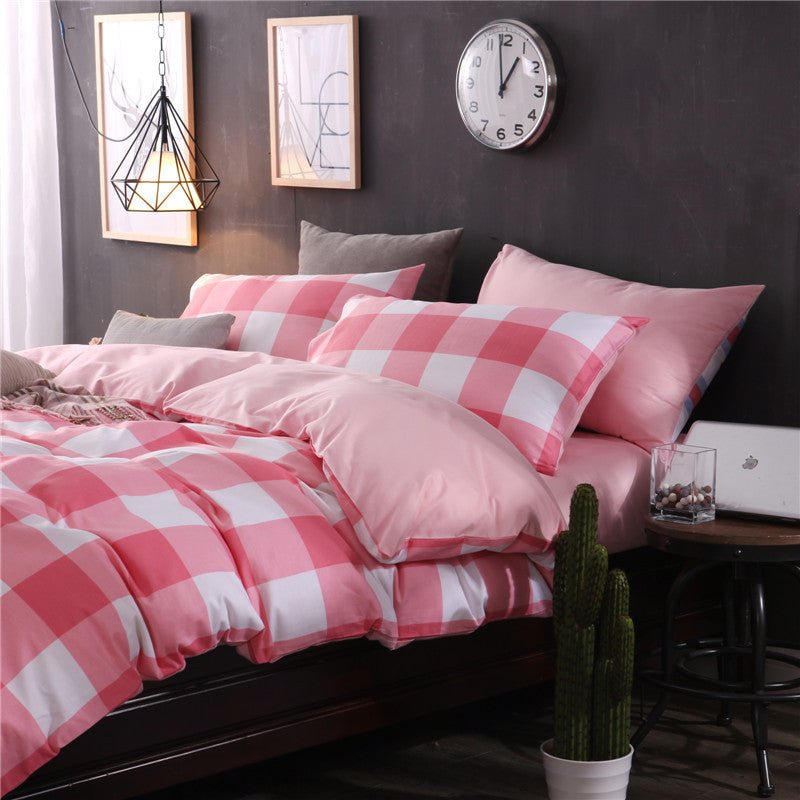 Ensemble de draps à carreaux trois pièces pour lit simple impeccable - IVOIRART.COM