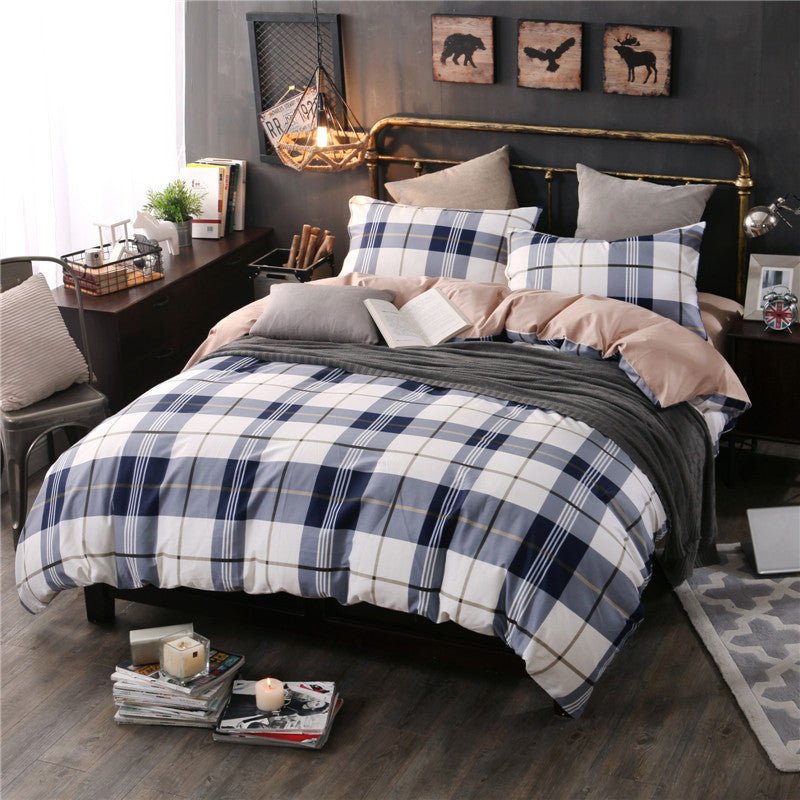 Ensemble de draps à carreaux trois pièces pour lit simple impeccable - IVOIRART.COM