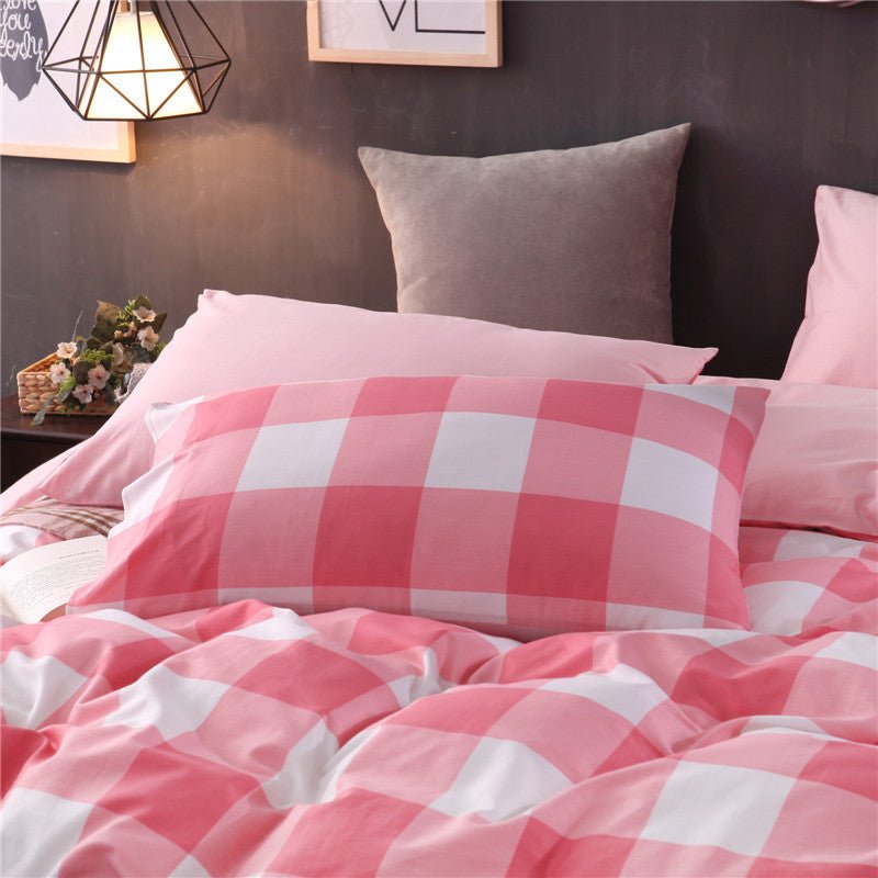 Ensemble de draps à carreaux trois pièces pour lit simple impeccable - IVOIRART.COM