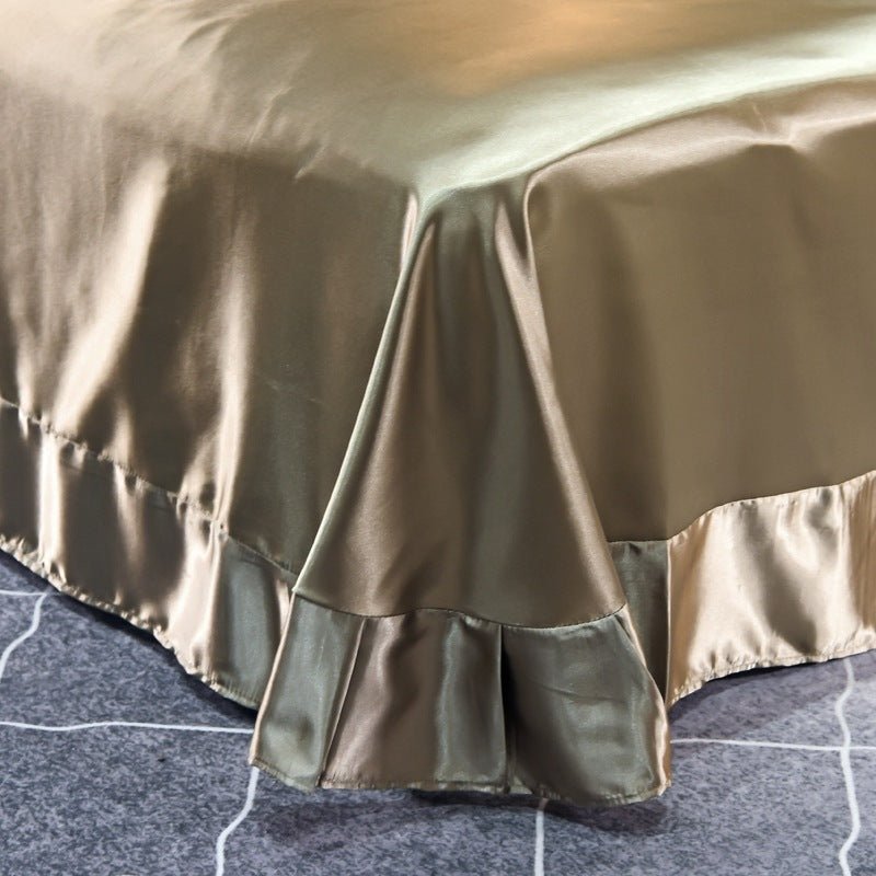 Ensemble de Housse de Couette et Linge de Lit en Soie Vraie Lavée Uni 4 pièces - IVOIRART.COM