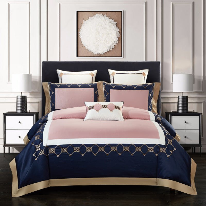 Ensemble de linge de maison brodé en coton quatre pièces de qualité supérieure - IVOIRART.COM