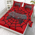 Ensemble de Lit Gamer 4 pièces Rouge avec Motif Toile d'Araignée, 1 Drap Plat, 1 Drap - Housse, 2 Taies d'Oreiller - IVOIRART.COM