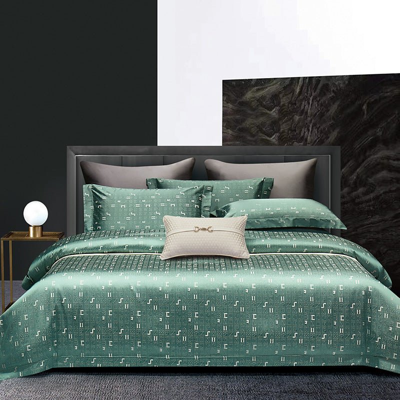 Ensemble de Literie Luxe Léger en Jacquard Coton Long Fils Haut de Gamme Quatre Pièces - IVOIRART.COM