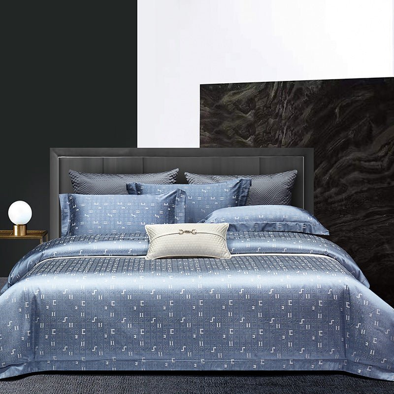 Ensemble de Literie Luxe Léger en Jacquard Coton Long Fils Haut de Gamme Quatre Pièces - IVOIRART.COM