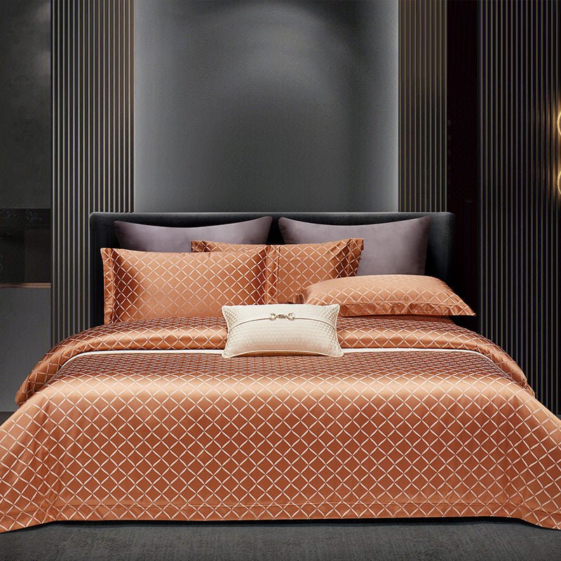 Ensemble de Literie Luxe Léger en Jacquard Coton Long Fils Haut de Gamme Quatre Pièces - IVOIRART.COM