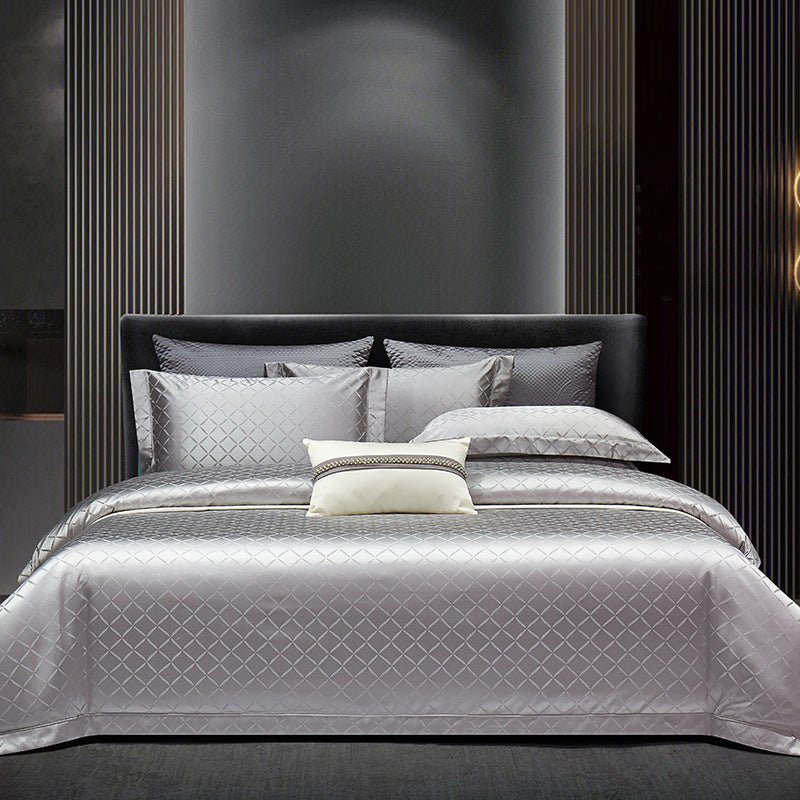 Ensemble de Literie Luxe Léger en Jacquard Coton Long Fils Haut de Gamme Quatre Pièces - IVOIRART.COM