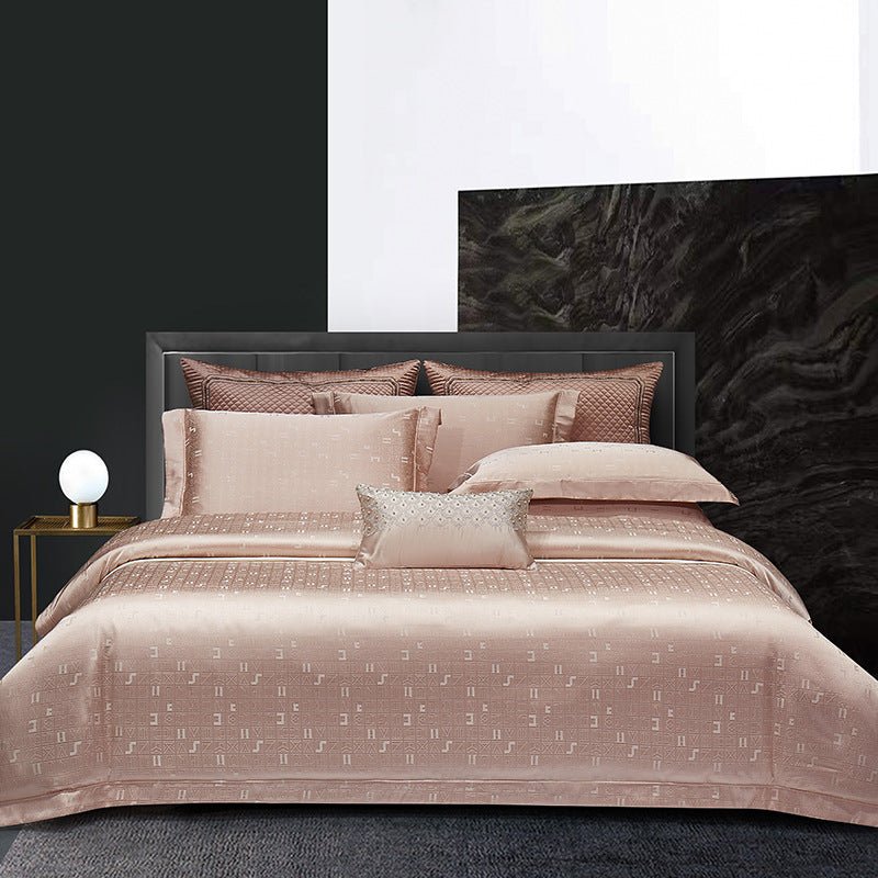 Ensemble de Literie Luxe Léger en Jacquard Coton Long Fils Haut de Gamme Quatre Pièces - IVOIRART.COM