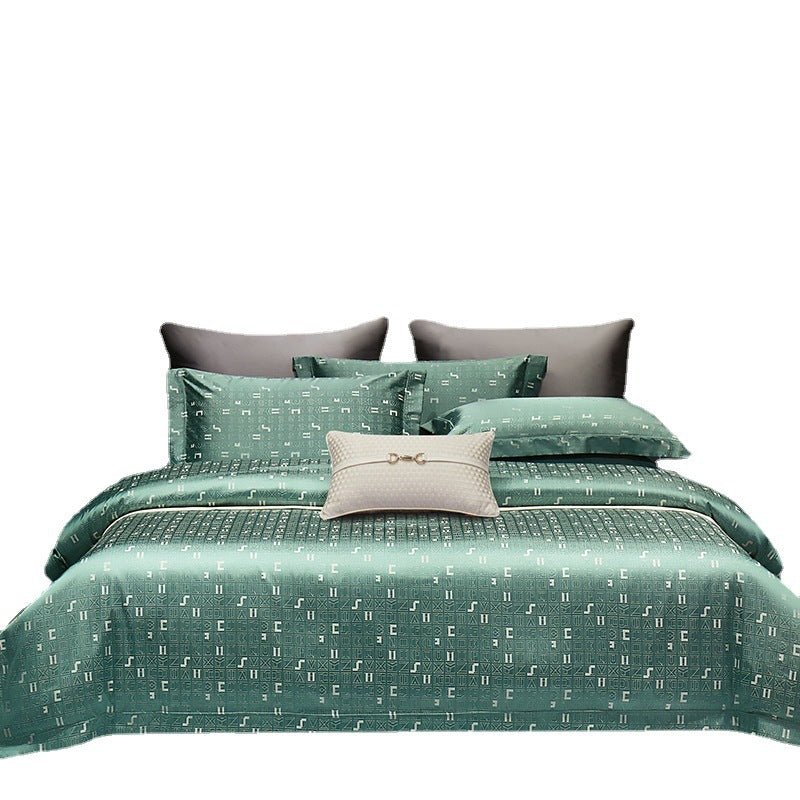 Ensemble de Literie Luxe Léger en Jacquard Coton Long Fils Haut de Gamme Quatre Pièces - IVOIRART.COM