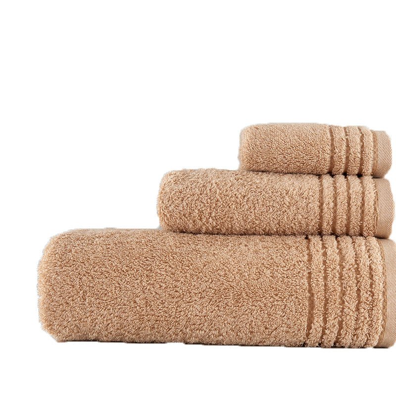 Ensemble de serviettes en coton doux beige et marron, tailles variées pour confort optimal - IVOIRART.COM