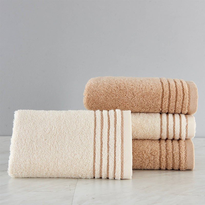 Ensemble de serviettes en coton doux beige et marron, tailles variées pour confort optimal - IVOIRART.COM