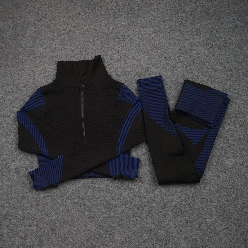 Ensemble de sport stretch trois pièces pour fitness et yoga – pantalon et haut ajustés - IVOIRART.COM