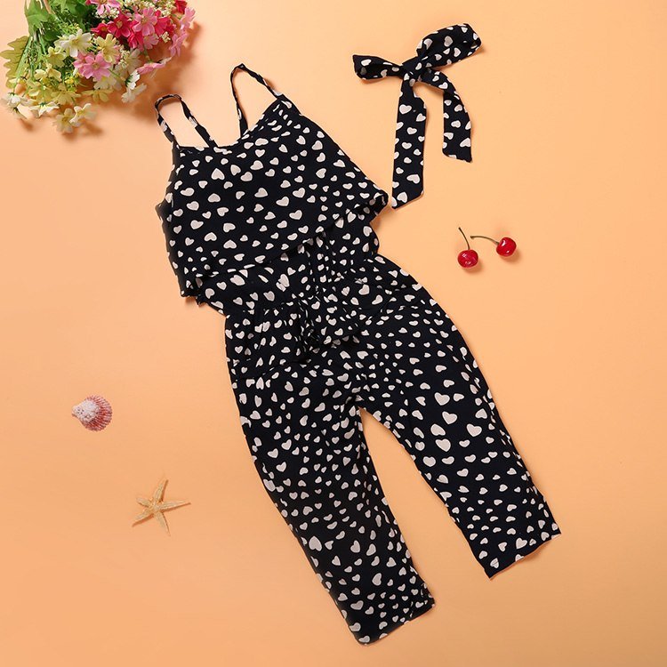 Ensemble d'Été Tendance pour Filles : Combinaison Sans Manches à Pois en Coton - IVOIRART.COM