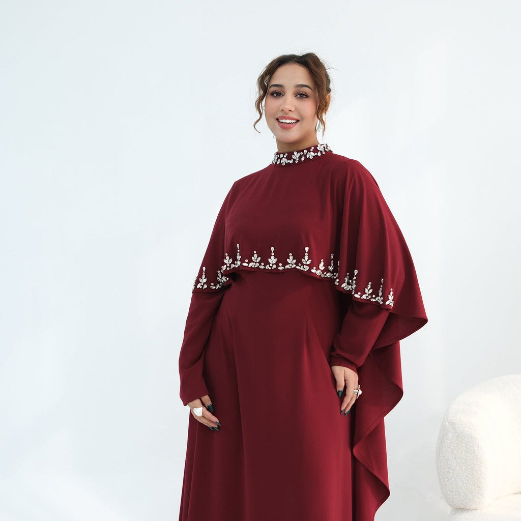 Ensemble deux pièces grande taille orné de strass, robe longue et top élégantnew - IVOIRART.COM