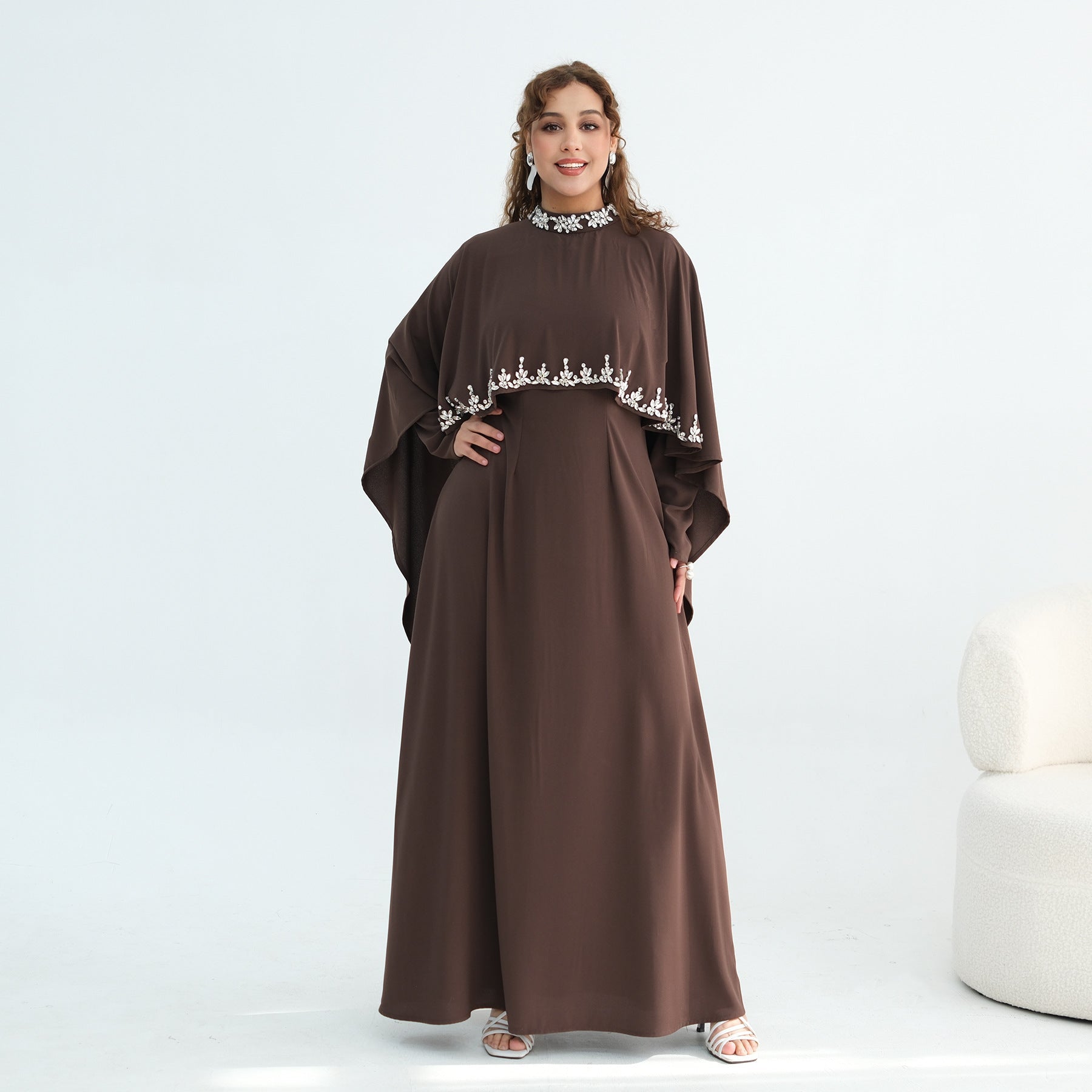 Ensemble deux pièces grande taille orné de strass, robe longue et top élégantnew - IVOIRART.COM