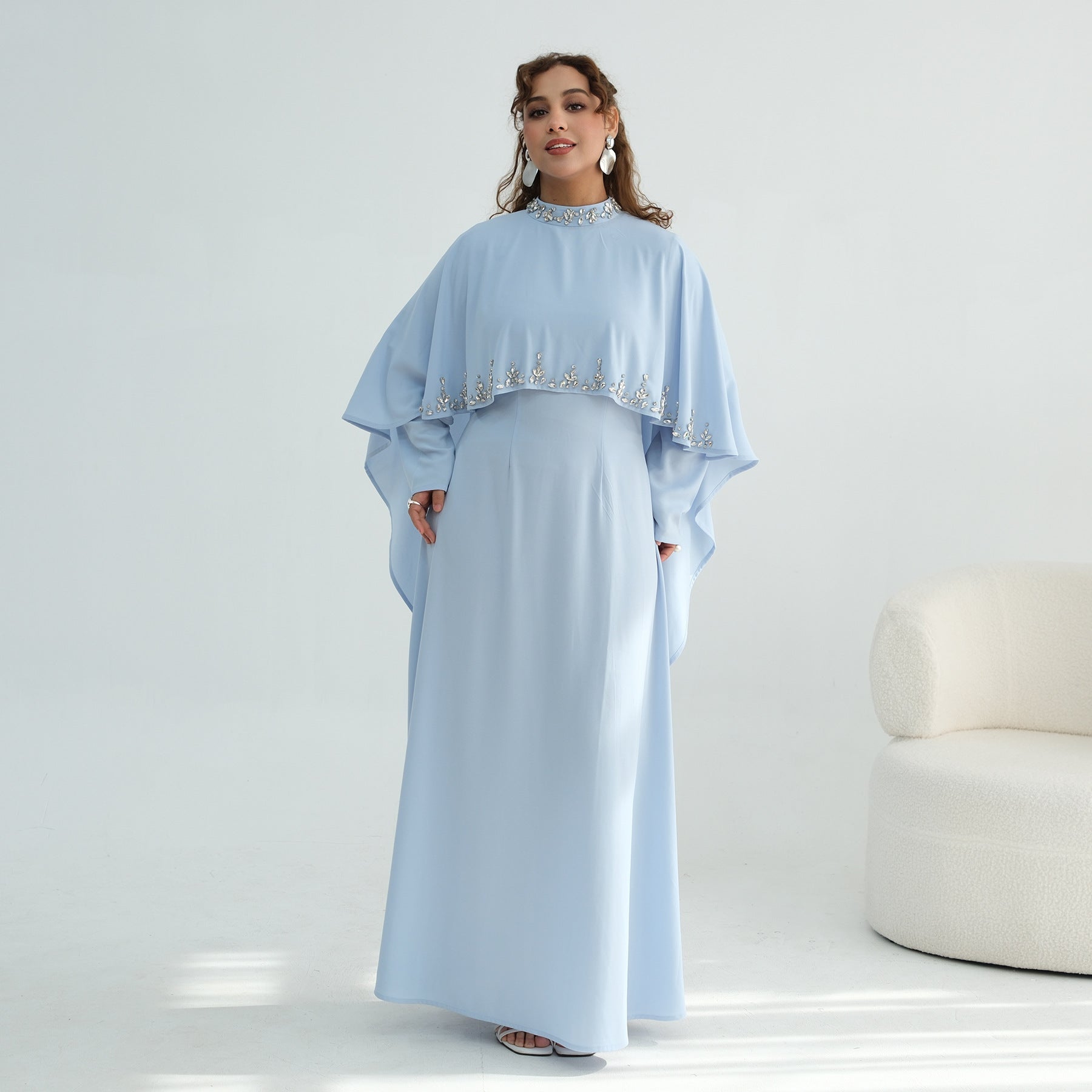 Ensemble deux pièces grande taille orné de strass, robe longue et top élégantnew - IVOIRART.COM