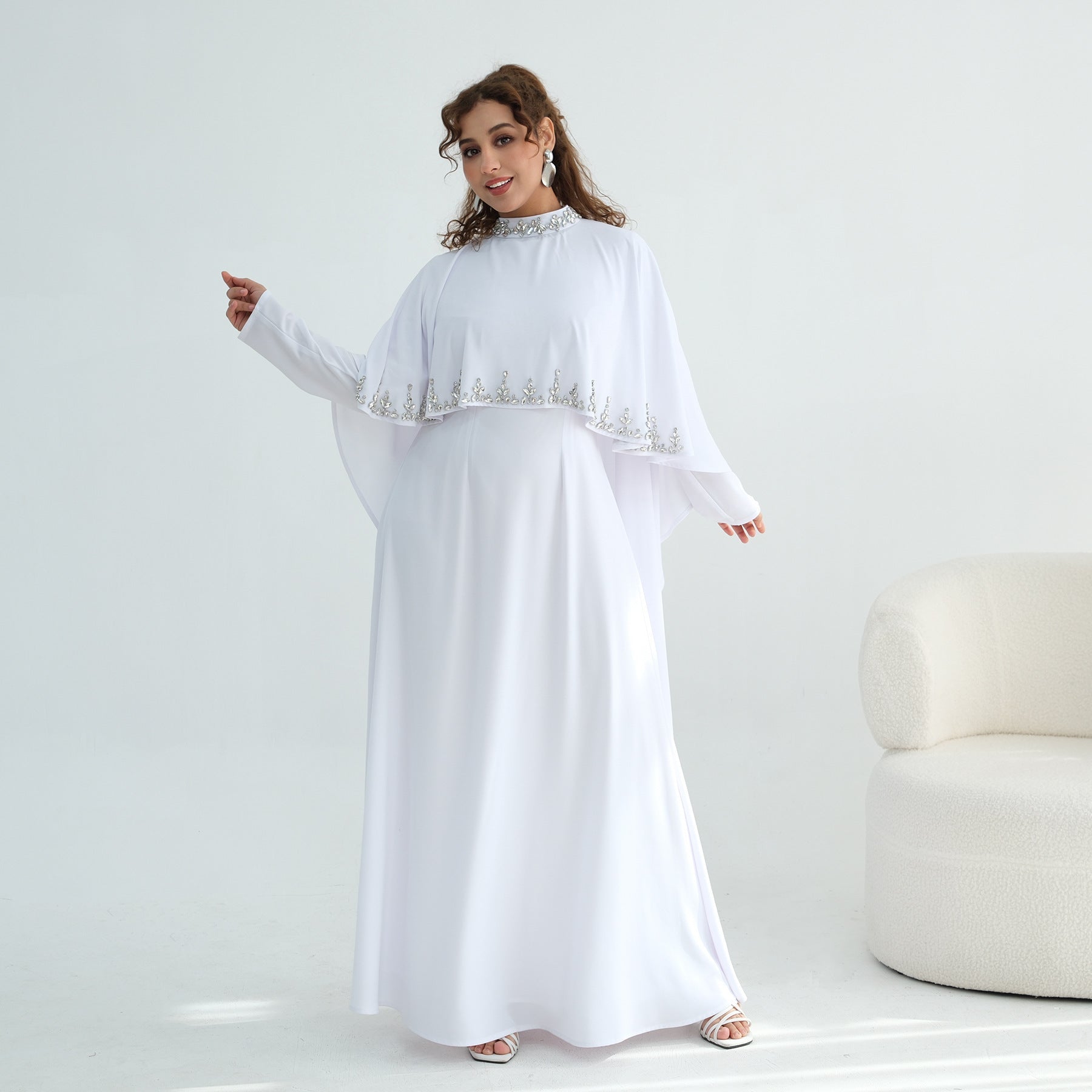 Ensemble deux pièces grande taille orné de strass, robe longue et top élégantnew - IVOIRART.COM