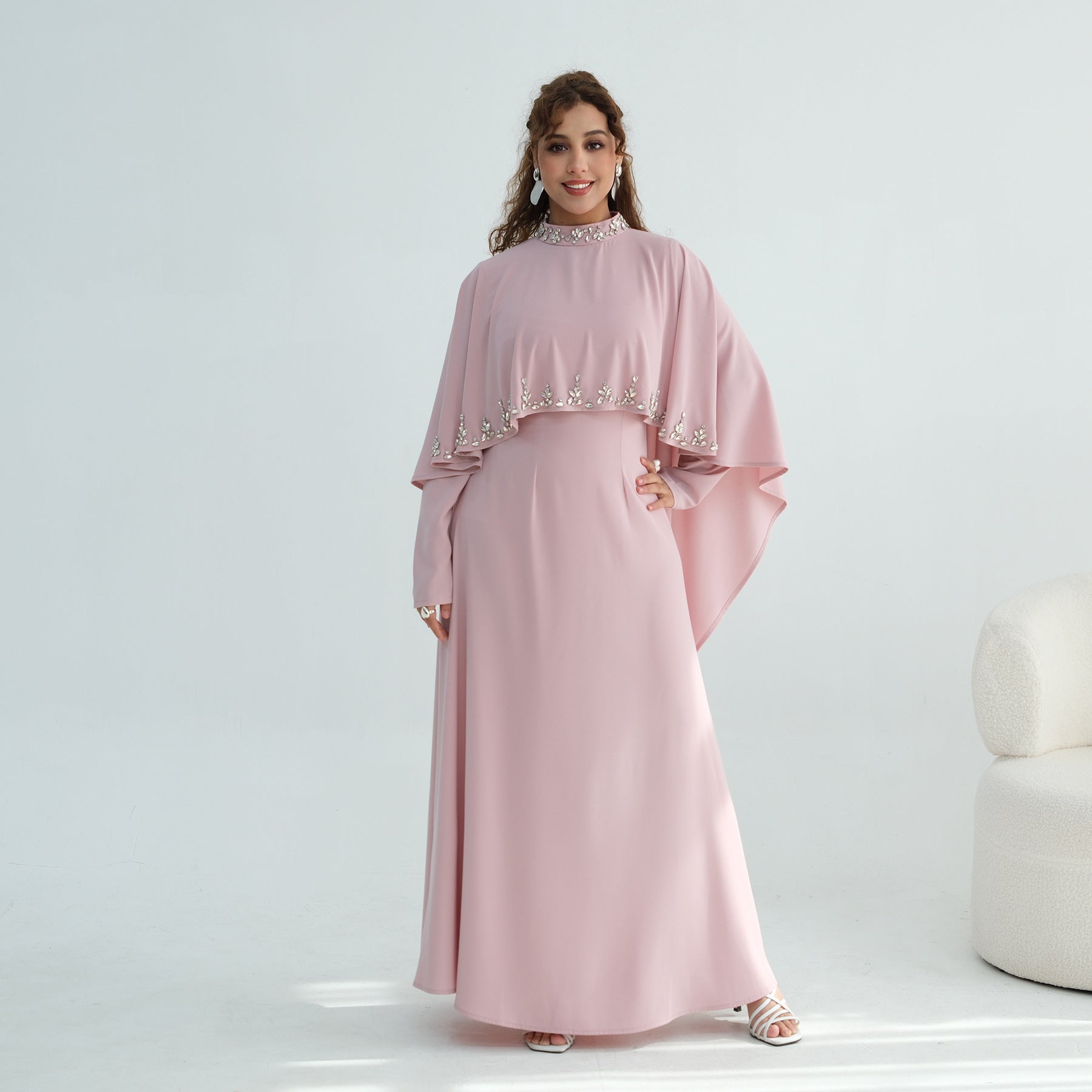 Ensemble deux pièces grande taille orné de strass, robe longue et top élégantnew - IVOIRART.COM
