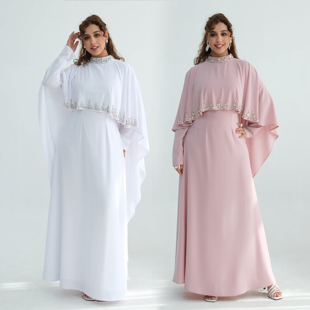 Ensemble deux pièces grande taille orné de strass, robe longue et top élégantnew - IVOIRART.COM