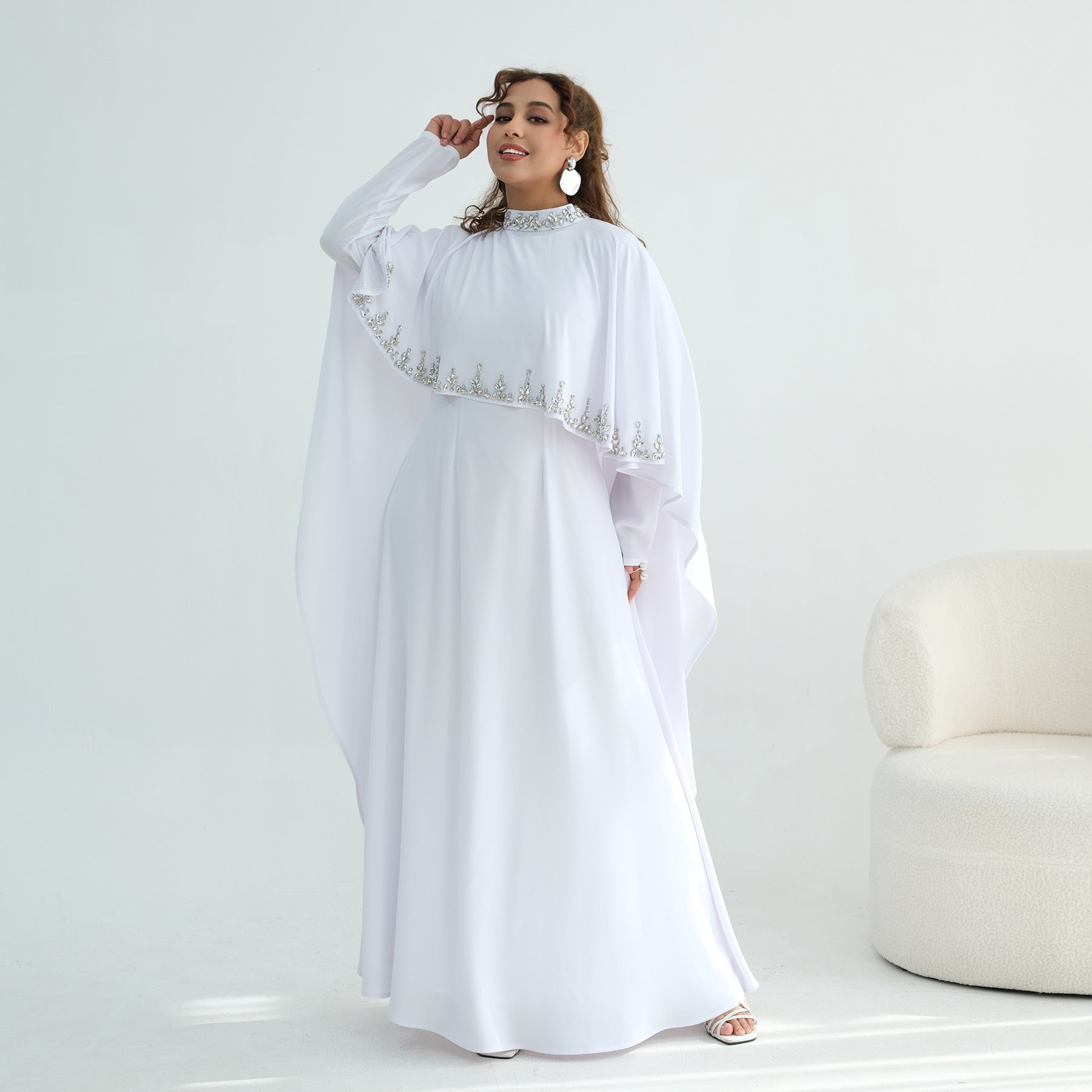Ensemble deux pièces grande taille orné de strass, robe longue et top élégantnew - IVOIRART.COM