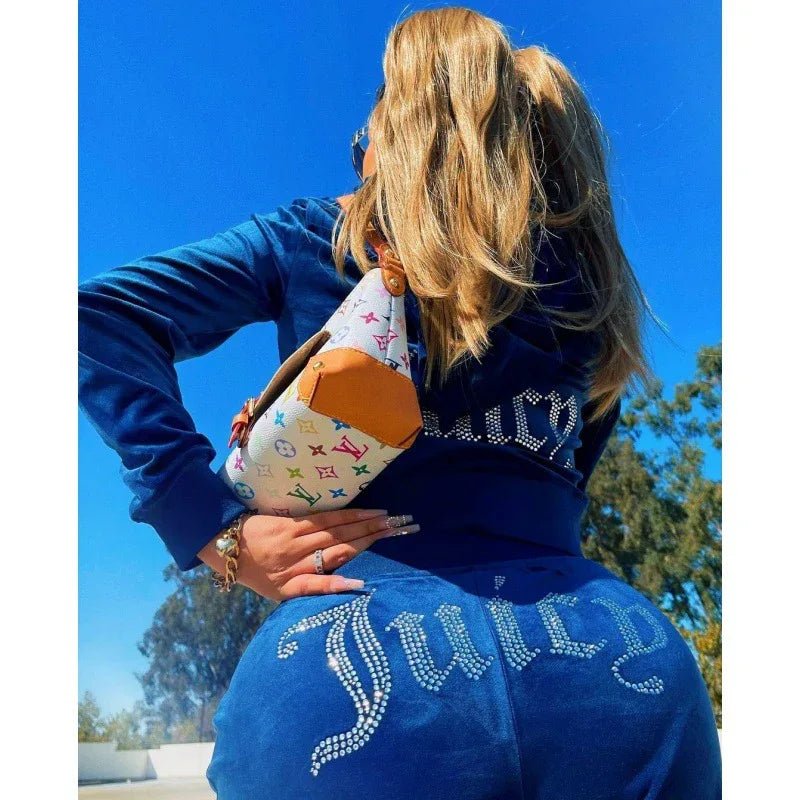 Ensemble Deux Pièces Sport et Loisir Velours avec Strass Mode Élégante - IVOIRART.COM