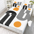 Ensemble draps plats 4 pièces moderne bohème, literie art minimaliste abstrait noir blanc - IVOIRART.COM