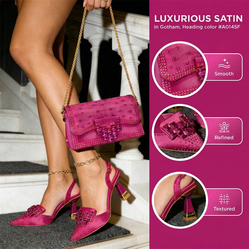 Ensemble femme chaussures et sac avec boucle en strass exquis - Chic et glamour! - IVOIRART.COM